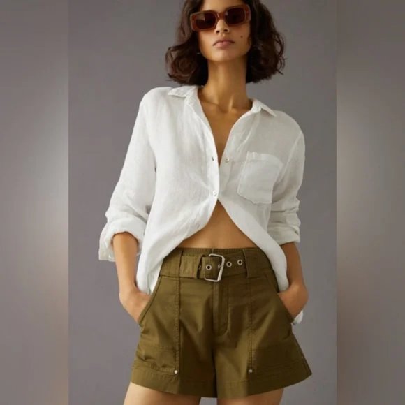 Anthropologie Belted Utility Shorts